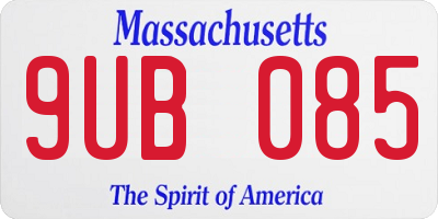 MA license plate 9UB085