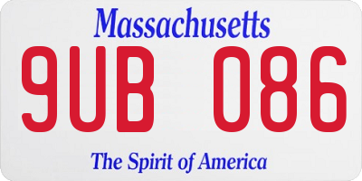 MA license plate 9UB086
