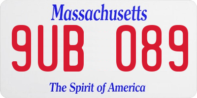 MA license plate 9UB089