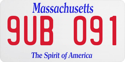 MA license plate 9UB091