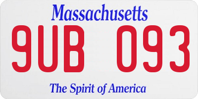 MA license plate 9UB093