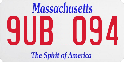 MA license plate 9UB094