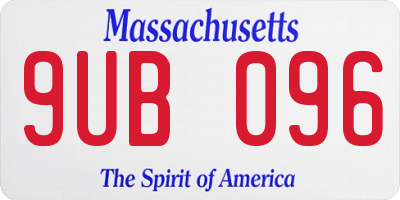 MA license plate 9UB096