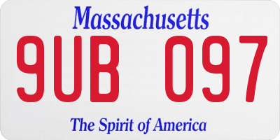 MA license plate 9UB097