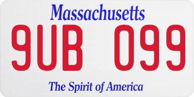 MA license plate 9UB099
