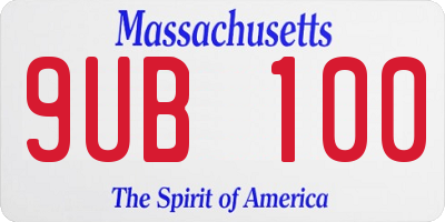 MA license plate 9UB100