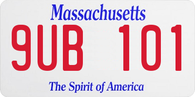 MA license plate 9UB101