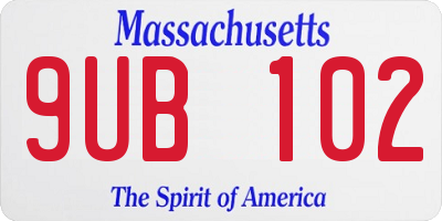 MA license plate 9UB102