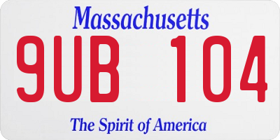 MA license plate 9UB104