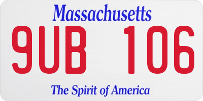 MA license plate 9UB106