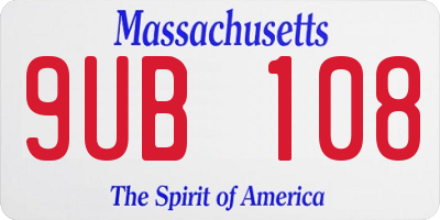MA license plate 9UB108