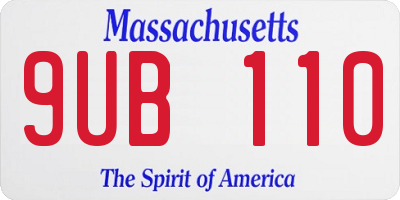 MA license plate 9UB110
