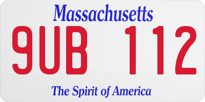 MA license plate 9UB112