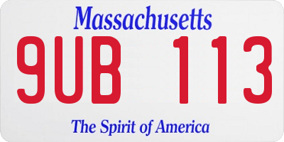 MA license plate 9UB113