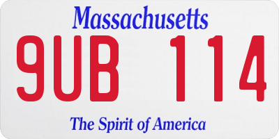 MA license plate 9UB114