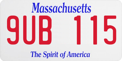 MA license plate 9UB115