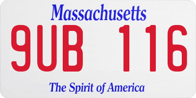 MA license plate 9UB116