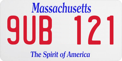 MA license plate 9UB121