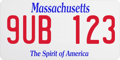 MA license plate 9UB123