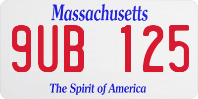 MA license plate 9UB125