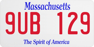 MA license plate 9UB129