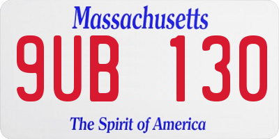 MA license plate 9UB130