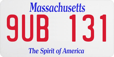 MA license plate 9UB131