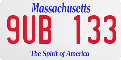MA license plate 9UB133