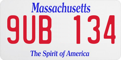 MA license plate 9UB134