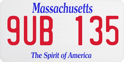 MA license plate 9UB135