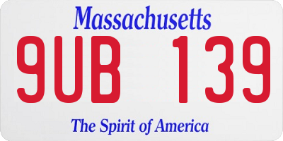 MA license plate 9UB139