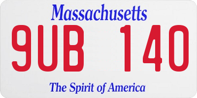 MA license plate 9UB140