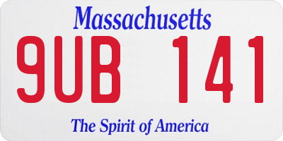 MA license plate 9UB141
