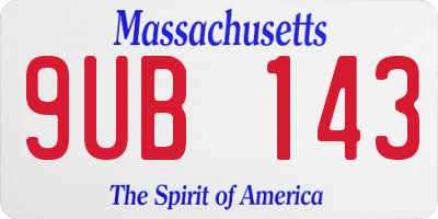 MA license plate 9UB143