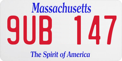 MA license plate 9UB147