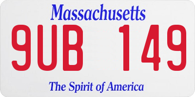 MA license plate 9UB149