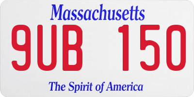 MA license plate 9UB150