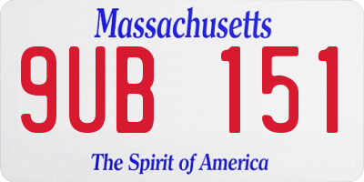 MA license plate 9UB151