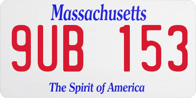 MA license plate 9UB153