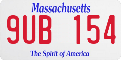 MA license plate 9UB154