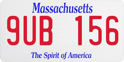 MA license plate 9UB156