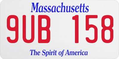MA license plate 9UB158