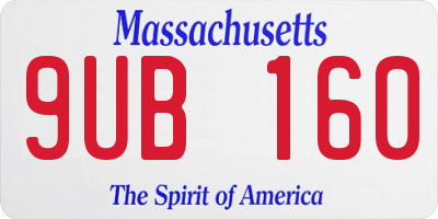 MA license plate 9UB160