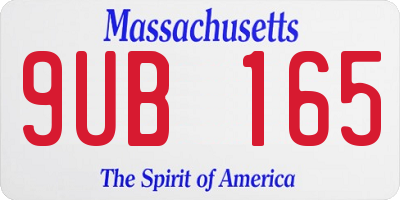 MA license plate 9UB165