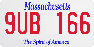 MA license plate 9UB166