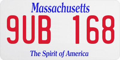 MA license plate 9UB168