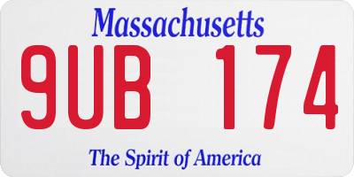 MA license plate 9UB174