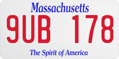 MA license plate 9UB178