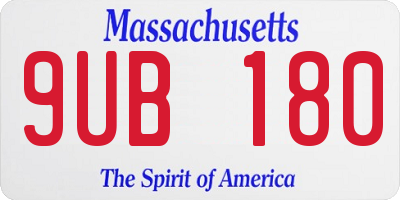MA license plate 9UB180