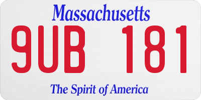 MA license plate 9UB181